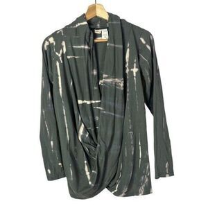 Lakhay Gray Tie Dye Boho Wrap Front Long Sleeve S